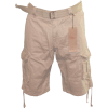 Men Cargo Pocket Shorts Khaki Beige, Inner Drawstring Waist, Belt Included, Avail Size 30-44 - Shorts - $29.75 