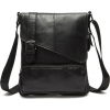 Men Black Natural Leather Shoulder Bag w - Clutch bags - 