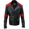 Men Black & Red Brando Biker Motorcycle - 外套 - $264.00  ~ ¥1,768.89