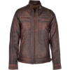 Men Distressed Brown Real Leather Jacket - 外套 - $248.00  ~ ¥1,661.68
