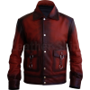 Men Distressed Tan Red Leather Jacket - 外套 - $199.99  ~ ¥1,340.00