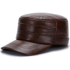 Men Military Leather Cap With Impeccable - Kape - 