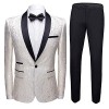 Mens 2 Piece Floral Jacquard Dress Suit Set 1 Button Print Dinner Jacket Pants - Trajes - $79.99  ~ 68.70€