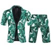 Men's 2 Piece Tropical Beach Floral Print Short Sleeve Aloha Hawaiian Suit - Suits - $69.99 