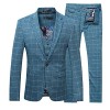 Mens 3-Piece Plaid Suit Set Modern Fit Jacket Tux Blazer Vest Pants - Suits - $92.99 