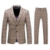 Mens 3-Piece Suit Plaid Modern Fit Single Breasted Smart Formal Wedding Suits - Suits - $79.99 