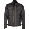 Mens Black Vintage Rugged Leather Motorcycle Jacket - Kurtka - 200.00€ 