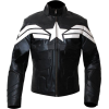 Mens Black Winter Soldier Leather Jacket - Chaquetas - $236.00  ~ 202.70€