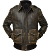 Mens Brown A2 Tiger Bomber Aviator Leather Flight Jacket - アウター - 223.00€  ~ ¥29,222