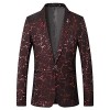Mens Casual Lightning Print Blazer 1 Button Dress Suit Jacket Dinner Sport Coat - Shirts - $42.99 