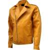 Mens Classic Yellow Biker Leather Jacket - Jacket - coats - $256.00 