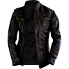 Men’s Dark Brown Retro Motorcycle Leather Jacket - Giacce e capotti - 230.00€ 