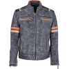 Mens Distressed Blue Leather Jacket - 外套 - $267.00  ~ ¥1,788.99