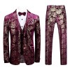 Men's Dress Floral Suit Single-Breasted 3 Pieces Slim Fit 2 Buttons Suit - ジャケット - $79.99  ~ ¥9,003