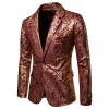 Mens Floral Blazer 1 Button Paisley Party Dinner Wedding Dress Suit Jacket - Shirts - $39.99 