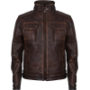 Men’s Retro Brown Vintage Motorcycle Leather Jacket - アウター - 200.00€  ~ ¥26,208