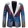 Men's Slim Fit Suit Jacket Casual One Button Shiny Sequin Party Wedding Blazer - Shirts - $62.99 