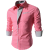 Men's pink shirt with French cuffs - Рубашки - короткие - 