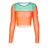 Mesh stitching contrast color long-sleeved T-shirt - Camicie (corte) - $19.99  ~ 17.17€