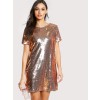 Metallic Sequin Tunic Dress - Dresses - $25.00 