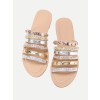 Metallic Strappy Sandals With Chain - Sandals - $30.00 