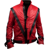 Michael Jackson Red Leather Jacket - Jacket - coats - $252.00 
