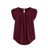 Milumia Women's Casual Round Neck Basic Pleated Top Cap Sleeve Curved Keyhole Back Blouse - Camisa - curtas - $12.99  ~ 11.16€