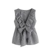 Milumia Women's Deep V Neck Sleeveless Bowknot Plaid Blouse Shell Top - 半袖衫/女式衬衫 - $18.99  ~ ¥127.24
