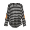 Milumia Women's Elbow Patch Striped High Low Top T-Shirt - Camisa - curtas - $10.99  ~ 9.44€