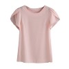 Milumia Women's Round Neck Short Split Sleeve Chiffon Blouse Shirt Tops - 半袖衫/女式衬衫 - $9.99  ~ ¥66.94