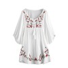 Milumia Women's Tasseled Tie Neck Lantern Sleeve Embroidered Smock Cute Mini Dress - Dresses - $22.99 