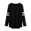 Milumia Women's Varsity Striped Sports Long Sleeve Baseball Tee Shirt Top - 半袖衫/女式衬衫 - $11.99  ~ ¥80.34