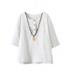 Minibee Women's 3/4 Sleeve Cotton Linen Jacquard Blouses Top T-Shirt - Shirts - $24.00 