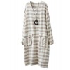 Minibee Women's Button Down Linen Dress Shirt Striped Loose Tunic Cardigan with Pockets - Camisas - $49.00  ~ 42.09€