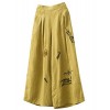 Minibee Women's Embroidery Wide Leg Cropped Palazzo Pants Linen Ethnic Capri Trousers Fit US 0-12 - Pants - $29.98 