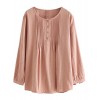 Minibee Women's Scoop Neck Pleated Blouse Solid Color Lovely Button Tunic Shirt - Shirts - $45.00 