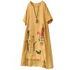 Minibee Women's Summer A-Line Embroidered Linen Dress Hi Low Tunic Fit US 6-16 - Koszule - krótkie - $39.99  ~ 34.35€
