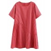 Minibee Women's Summer A-line Casual Stripe Loose Patchwork Mid Dress - Tunic - $24.99 