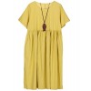 Minibee Women's Summer Linen Dress Ruffle Loose Swing Tunic Midi Dress - Tunic - $58.00  ~ £44.08