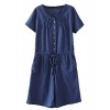 Minibee Women's Summer Short Rompers Casual Pleated Drawstring Waist One Piece Jumpsuit - Dresses - $29.99 