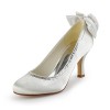 Minishion Womens Roud Toe Satin Crystals Evening Parting Bridal Wedding Dress Pumps - Shoes - $38.99 