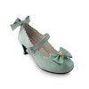 Mint Green Lolita Mary Janes Heels Bows - Klasyczne buty - 
