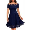 MissMay Women's Vintage Floral Lace Long Sleeve Boat Neck Cocktail Formal Swing Dress - ワンピース・ドレス - $77.99  ~ ¥8,778