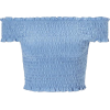Miss selfridge Blue Shirred Bardot Top - T-shirts - £12.80 