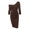 Missufe Ruched Sheath Midi Dress Women's Sexy Ruffle V Neck Off Shoulder - Dresses - $16.99  ~ £12.91