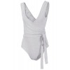 Missufe Women's Crossover V Neck Backless Wrap Tank Leotard Bodysuit - Underwear - $16.99 