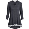 Miusey Women's Casual Henley V Neck 3/4 Sleeve Tunic Tops Vintage Lace Hem Shirt - Shirts - $49.99 