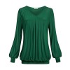 Miusey Womens Casual Long Sleeve Cross V Neck Pleated Front Mesh Blouse Tunic - 半袖シャツ・ブラウス - $45.99  ~ ¥5,176