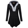Miusey Womens Long Sleeve V Neck Asymmetric Tunic Hoodie with Kangaroo Pocket - 半袖シャツ・ブラウス - $49.99  ~ ¥5,626