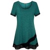 Miusey Womens Short Sleeve Scoop Neck Shirts Asymmetrical Splicing Tunic Tops - Рубашки - короткие - $5.99  ~ 5.14€